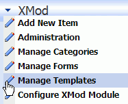 Action Menu: Manage Templates