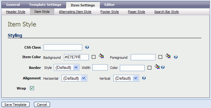 Ebook Review List Template - Item Style Settings