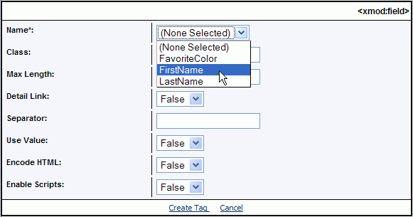 XMod Field Tag Designer
