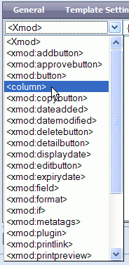Selecting the column tag