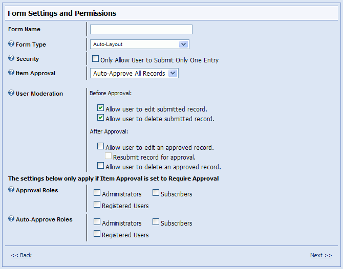 Mange Forms - Form Settings and Permissions
