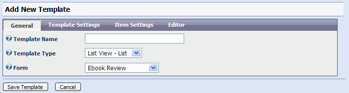 Manage Templates: General Tab