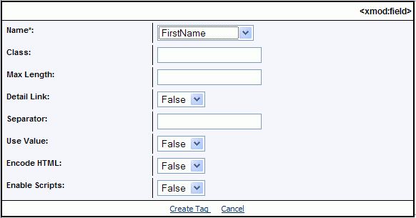 XMod Field Tag Designer
