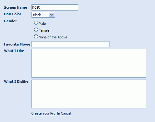 User Profile Data Entry Form