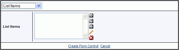 Single select list tag designer, list items panel
