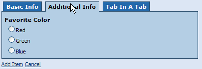 Tabstrip Sample - Additional Info Tab