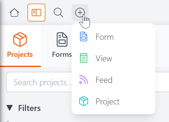 The Create menu