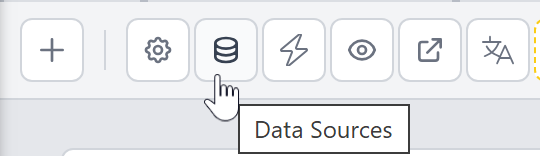 Form Builder toolbar with the Data Sources button highlighted